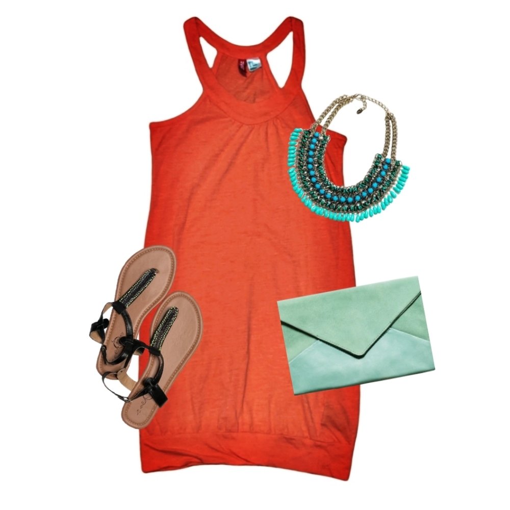 H&M Divided Coral Tank Dress, Size 2/XS